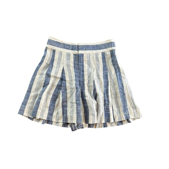 Alice + Olivia Pants - ALICE + OLIVIA LINEN Tweed Blue & Cream Pleated High Rise Shorts Sz 4
